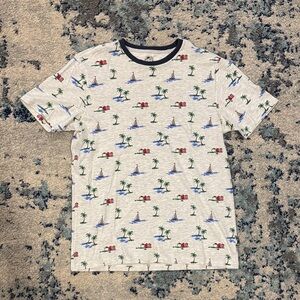 Free Planet Palm and Sailboat Tee - White and Green